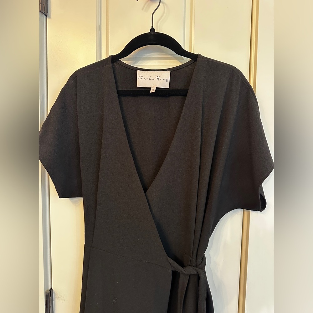 Charles Henry Classic Black Wrap Dress